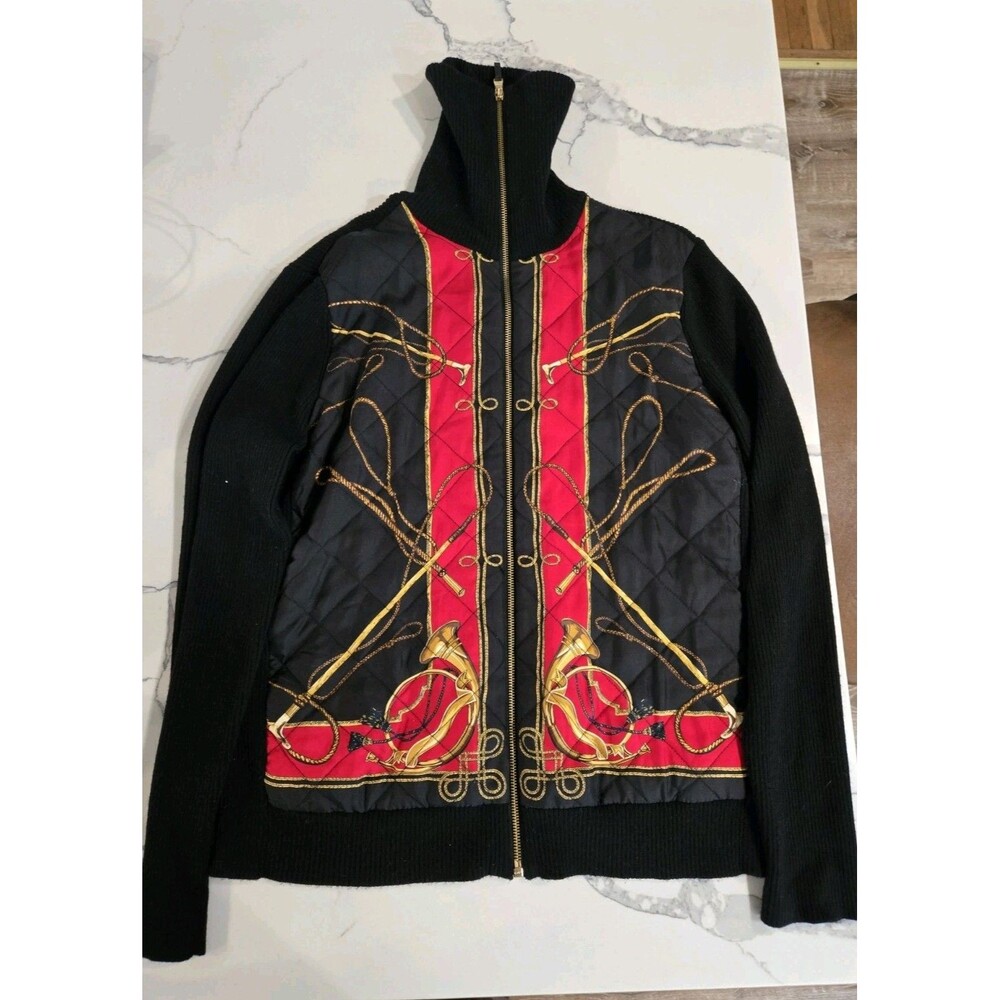 LAUREN Ralph Lauren Equestrian Bishop Sweater Women’s Size XL Zip Wool / Silk